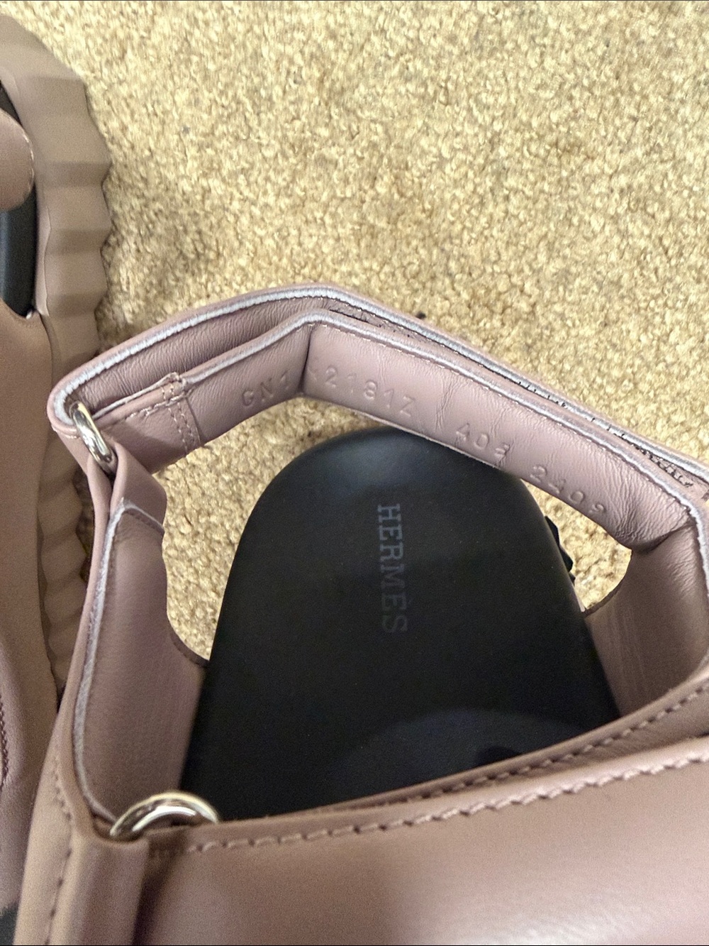 Hermès Pink Leather Slingback Sandals - Picture 4 of 5